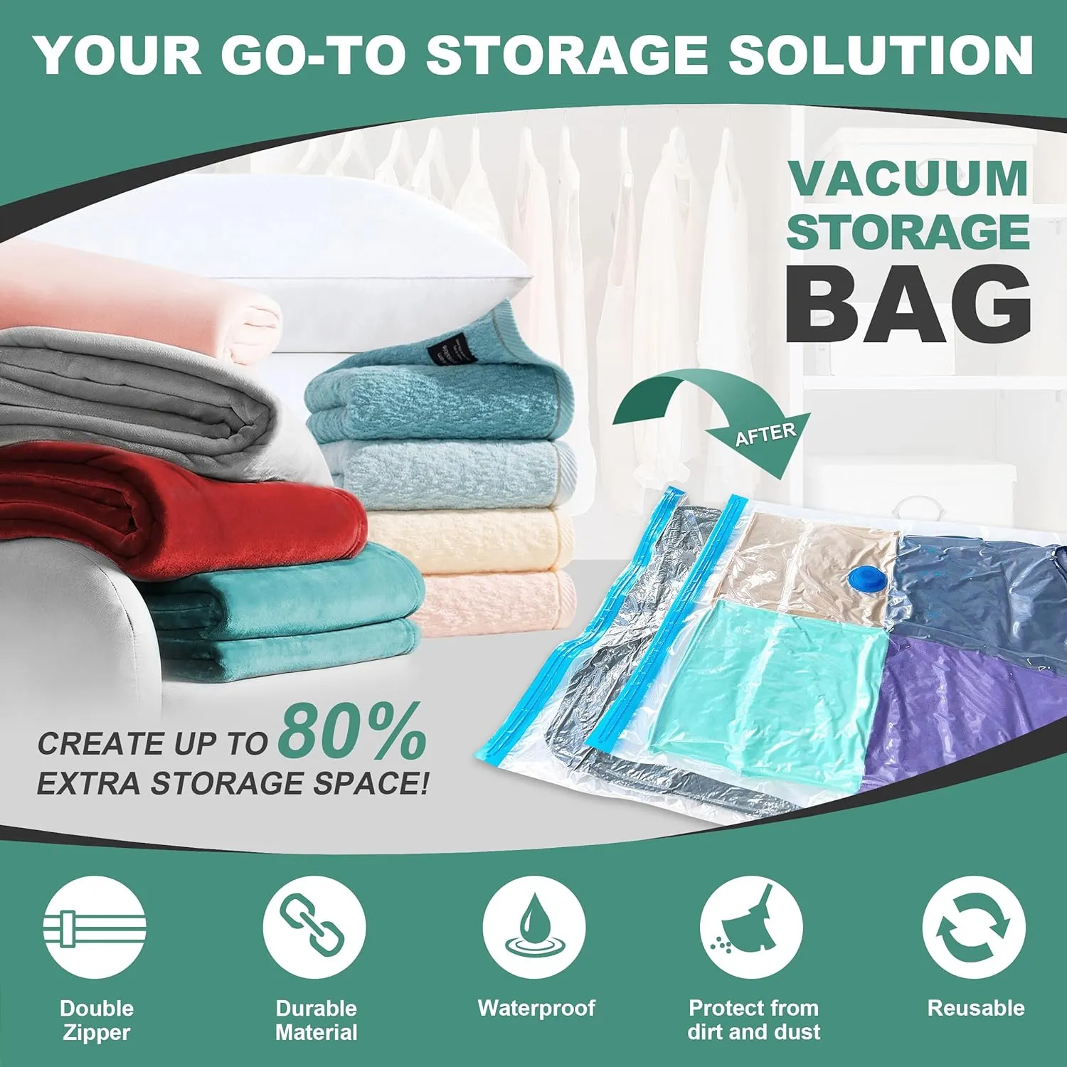 10 Pack Vacuum Storage Bags 24 x 32/ 28 x 40 Inch Bn-link