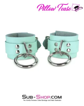 1399A      Retro Mint Leather Bondage Wrist Cuffs