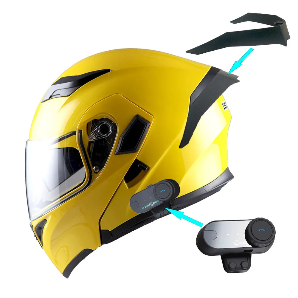 1Storm Motorcycle Modular Full Face Flip up Dual Visor Helmet   Spoiler   Motorcycle Bluetooth Headset: HB89