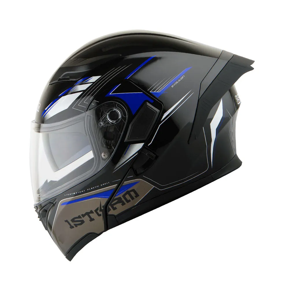 1Storm Motorcycle Modular Full Face Flip up Dual Visor Helmet   Spoiler   Motorcycle Bluetooth Headset: HB89