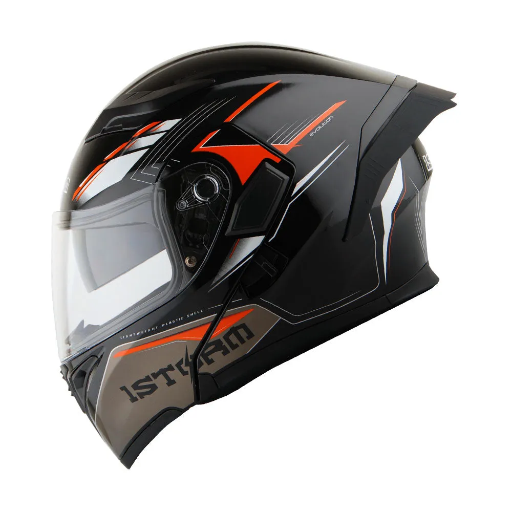 1Storm Motorcycle Modular Full Face Flip up Dual Visor Helmet   Spoiler   Motorcycle Bluetooth Headset: HB89