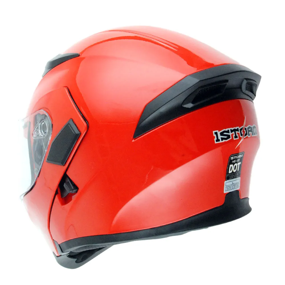 1Storm Motorcycle Modular Full Face Flip up Dual Visor Helmet   Spoiler   Motorcycle Bluetooth Headset: HB89