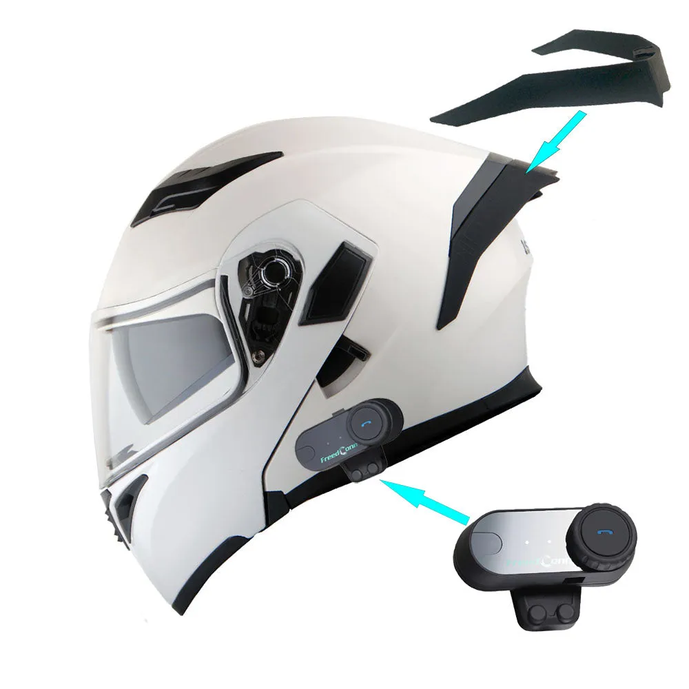 1Storm Motorcycle Modular Full Face Flip up Dual Visor Helmet   Spoiler   Motorcycle Bluetooth Headset: HB89