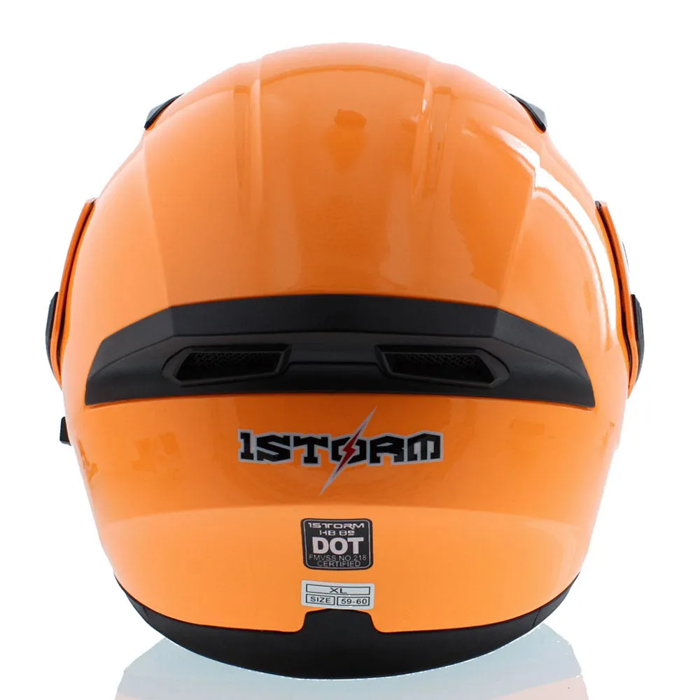 1Storm Motorcycle Modular Full Face Flip up Dual Visor Helmet   Spoiler   Motorcycle Bluetooth Headset: HB89