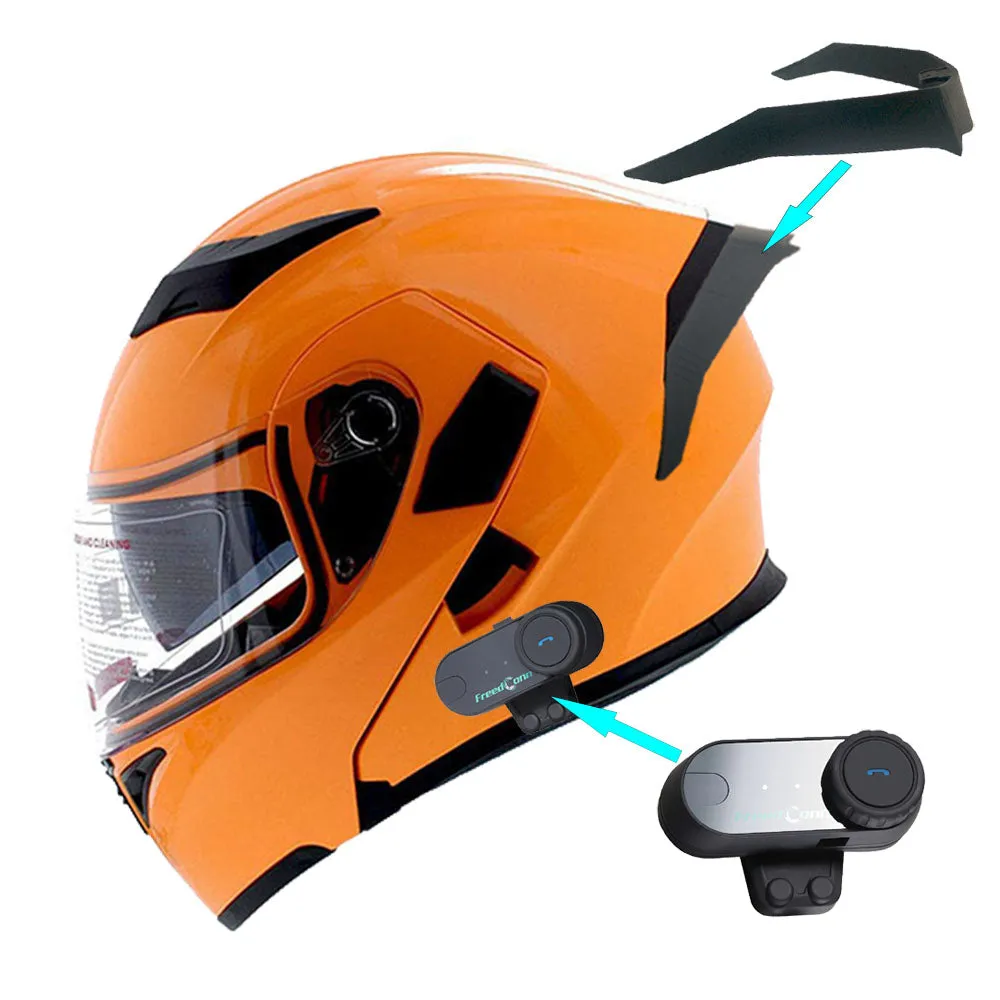 1Storm Motorcycle Modular Full Face Flip up Dual Visor Helmet   Spoiler   Motorcycle Bluetooth Headset: HB89