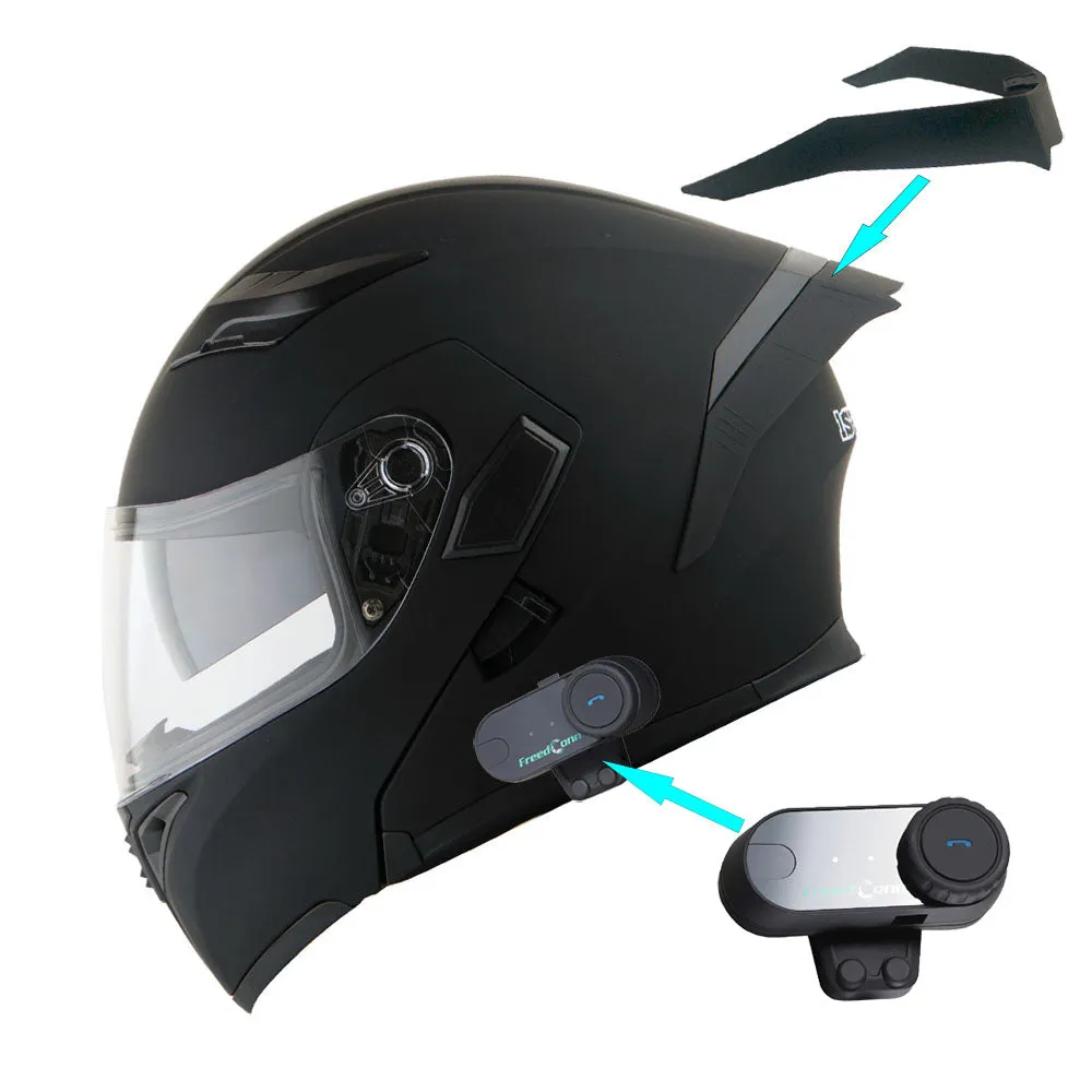 1Storm Motorcycle Modular Full Face Flip up Dual Visor Helmet   Spoiler   Motorcycle Bluetooth Headset: HB89