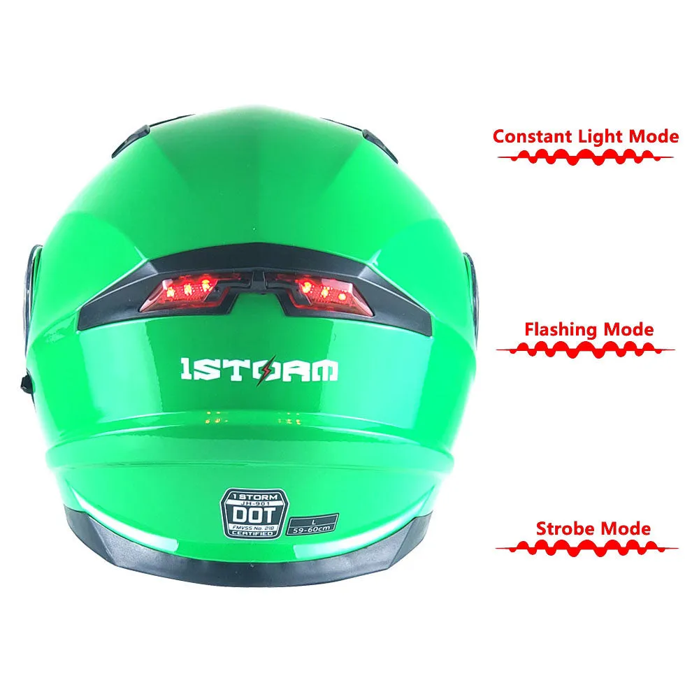 1Storm New Motorcycle Bike Modular Full Face Helmet Dual Visor Sun Shield with LED Tail Light   Motorcycle Bluetooth Headset: Modular901