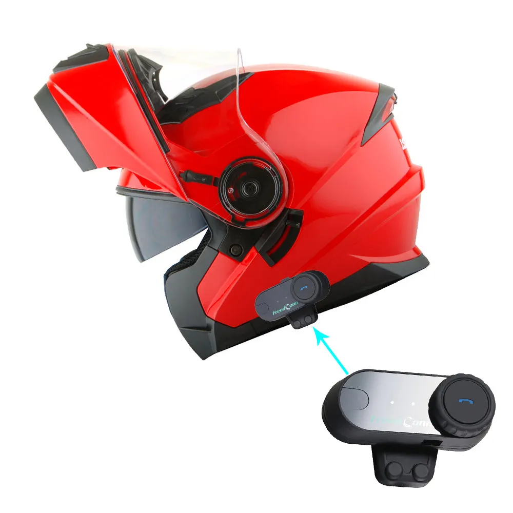 1Storm New Motorcycle Bike Modular Full Face Helmet Dual Visor Sun Shield with LED Tail Light   Motorcycle Bluetooth Headset: Modular901