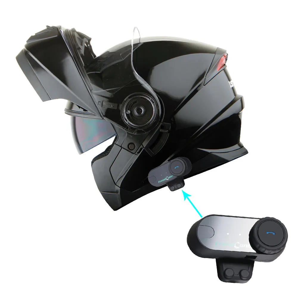 1Storm New Motorcycle Bike Modular Full Face Helmet Dual Visor Sun Shield with LED Tail Light   Motorcycle Bluetooth Headset: Modular901