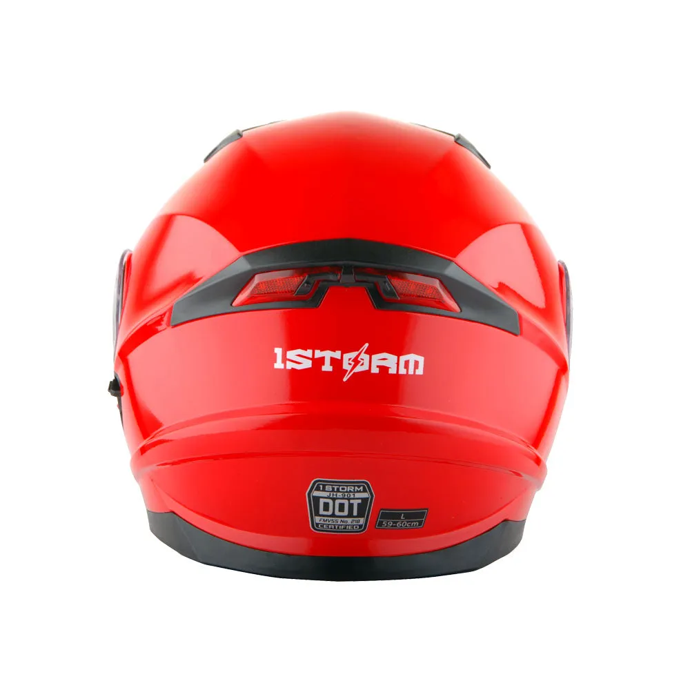 1Storm New Motorcycle Bike Modular Full Face Helmet Dual Visor Sun Shield with LED Tail Light   Motorcycle Bluetooth Headset: Modular901