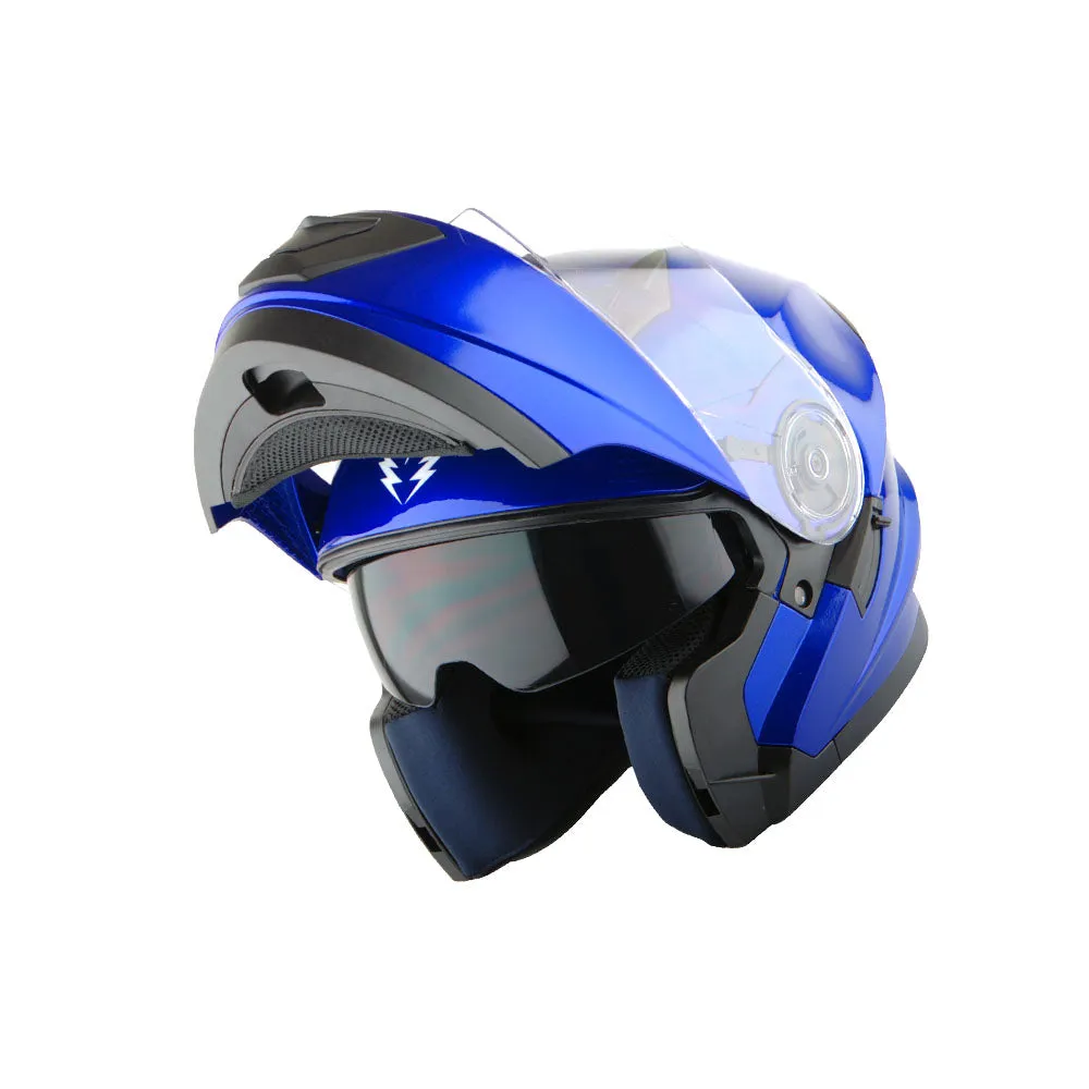 1Storm New Motorcycle Bike Modular Full Face Helmet Dual Visor Sun Shield with LED Tail Light   Motorcycle Bluetooth Headset: Modular901