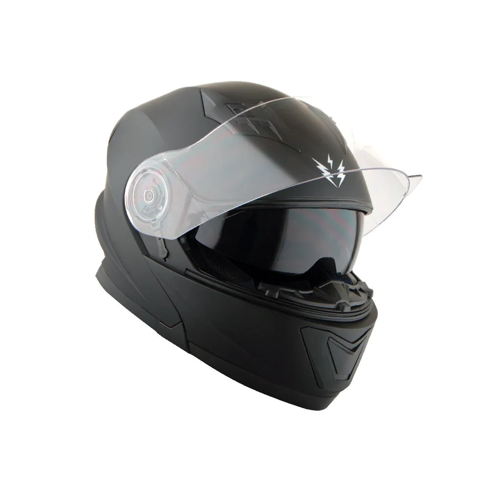 1Storm New Motorcycle Bike Modular Full Face Helmet Dual Visor Sun Shield with LED Tail Light   Motorcycle Bluetooth Headset: Modular901