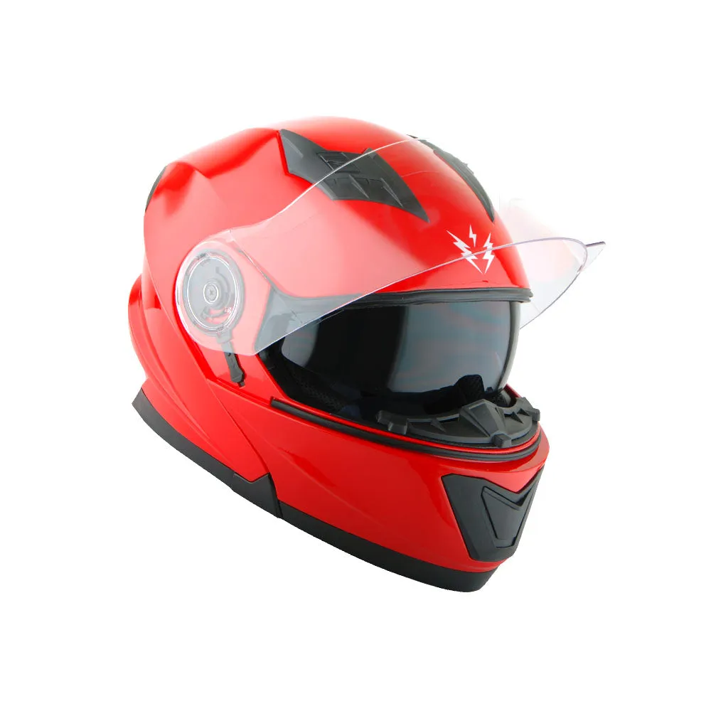 1Storm New Motorcycle Bike Modular Full Face Helmet Dual Visor Sun Shield with LED Tail Light   Motorcycle Bluetooth Headset: Modular901