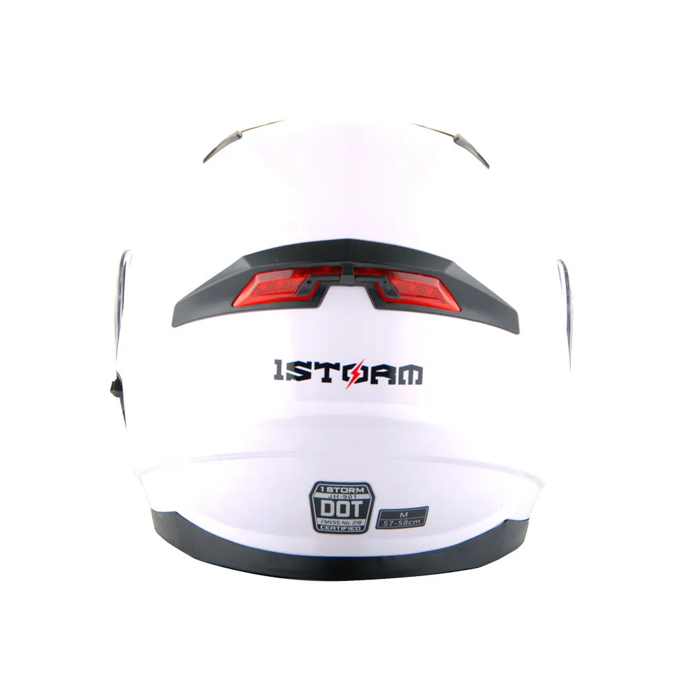 1Storm New Motorcycle Bike Modular Full Face Helmet Dual Visor Sun Shield with LED Tail Light   Motorcycle Bluetooth Headset: Modular901