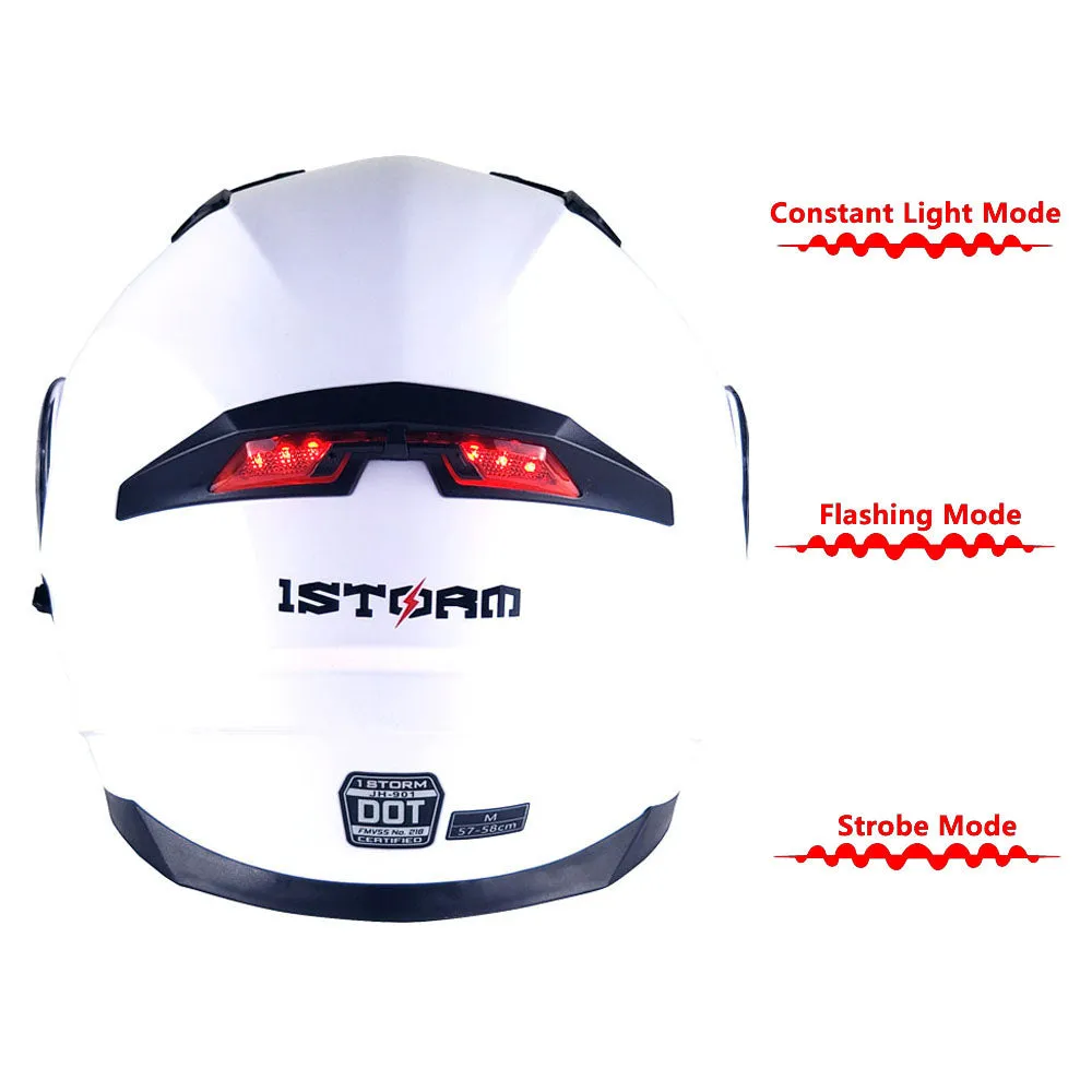 1Storm New Motorcycle Bike Modular Full Face Helmet Dual Visor Sun Shield with LED Tail Light   Motorcycle Bluetooth Headset: Modular901