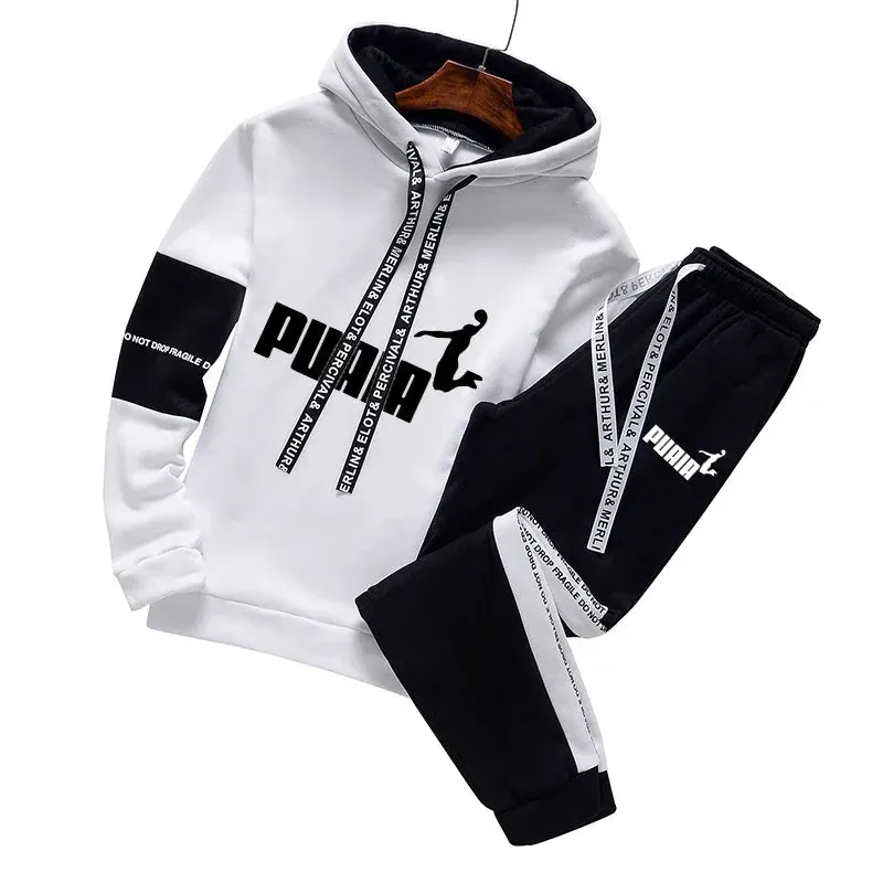 2024 Men Tracksuit Two Piece Sets Man Hooded Sweatshirts Pullover Tracksuit Autumn Winter Jogging Suit Men Hoodies Men Clothing