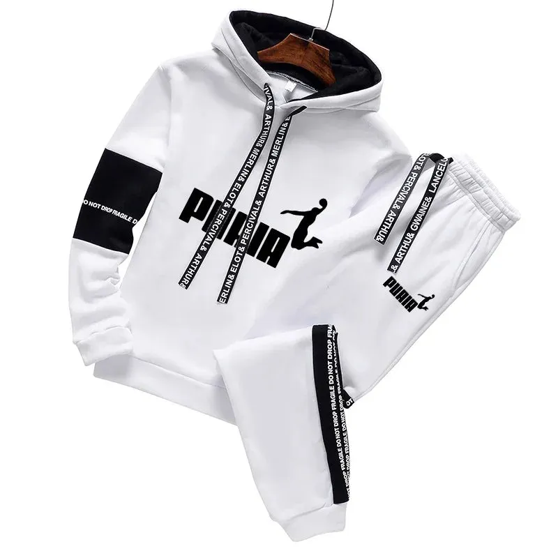 2024 Men Tracksuit Two Piece Sets Man Hooded Sweatshirts Pullover Tracksuit Autumn Winter Jogging Suit Men Hoodies Men Clothing