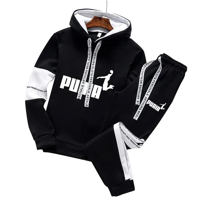 2024 Men Tracksuit Two Piece Sets Man Hooded Sweatshirts Pullover Tracksuit Autumn Winter Jogging Suit Men Hoodies Men Clothing