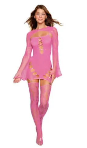 3-Piece Bodystocking Set - Milkshake Pink | One Size