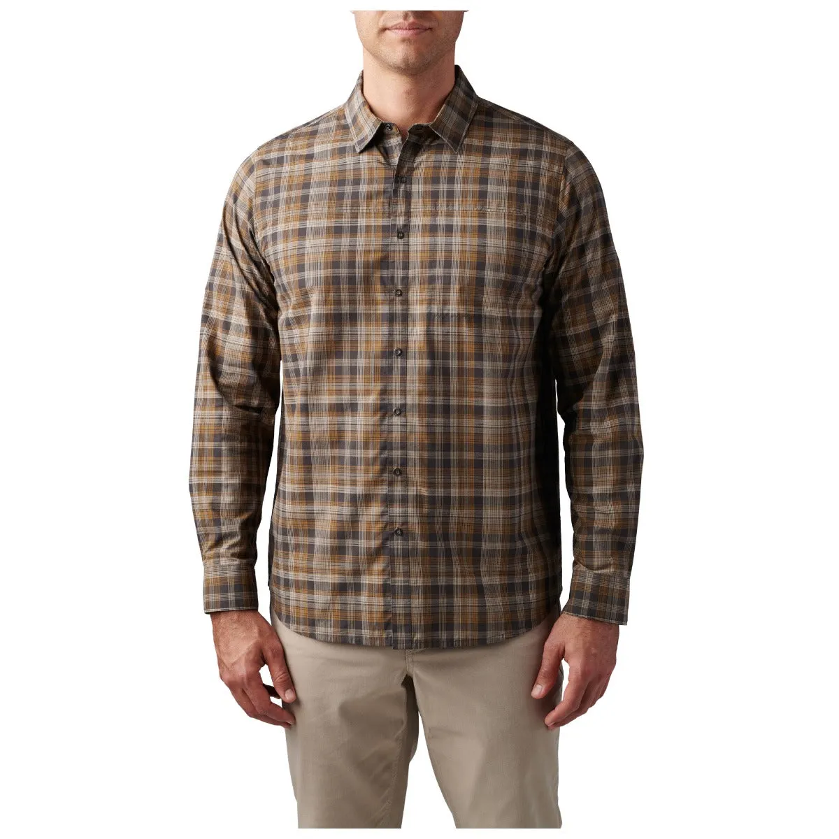 5.11 Mens Igor Plaid Long Sleeve Button Down Shirt