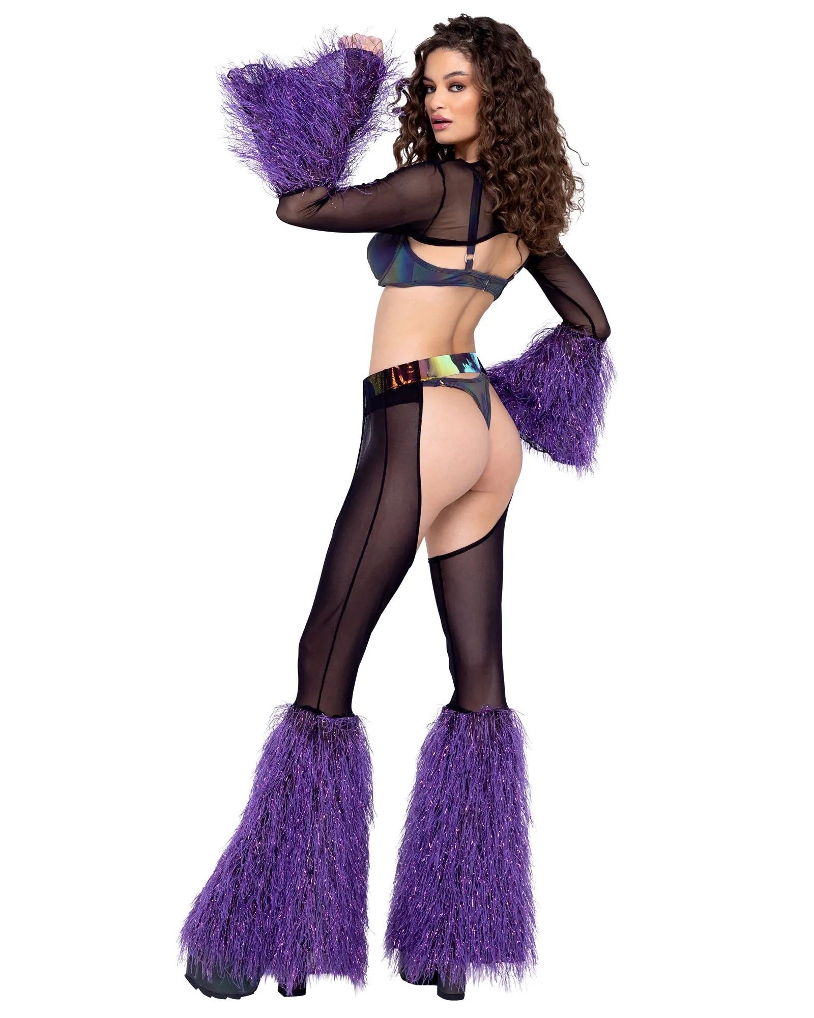 6248 - Sheer Chaps with Faux Fur Bell & Belt