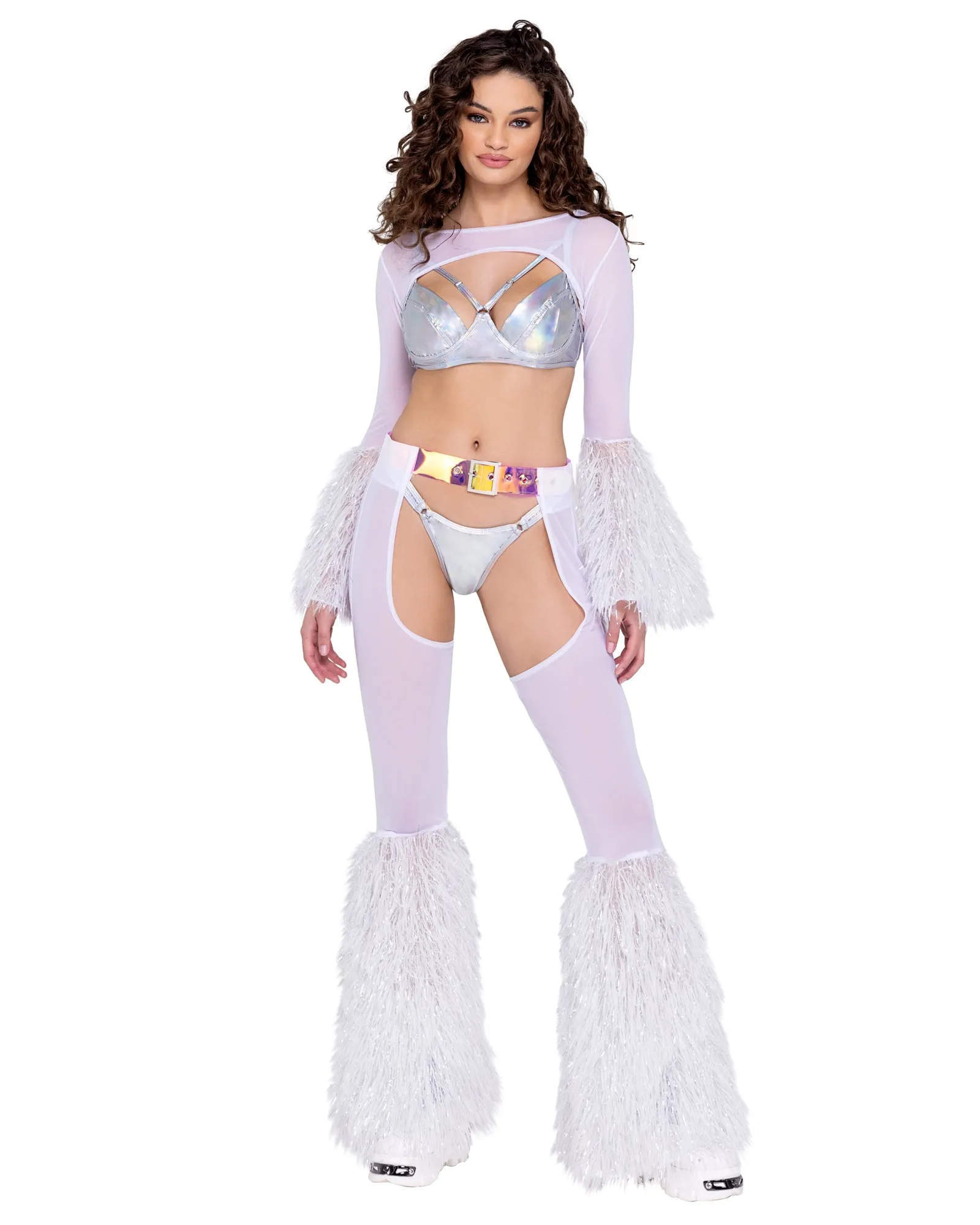 6248 - Sheer Chaps with Faux Fur Bell & Belt