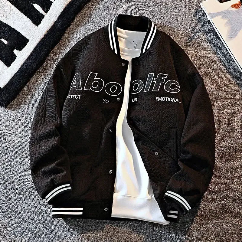 Aidase Fashion Baseball Coat Men Loose Jacket Casual Sport Jackets for Men Motorcycle Varsity Jacket Streetwear Teenagers Clothes