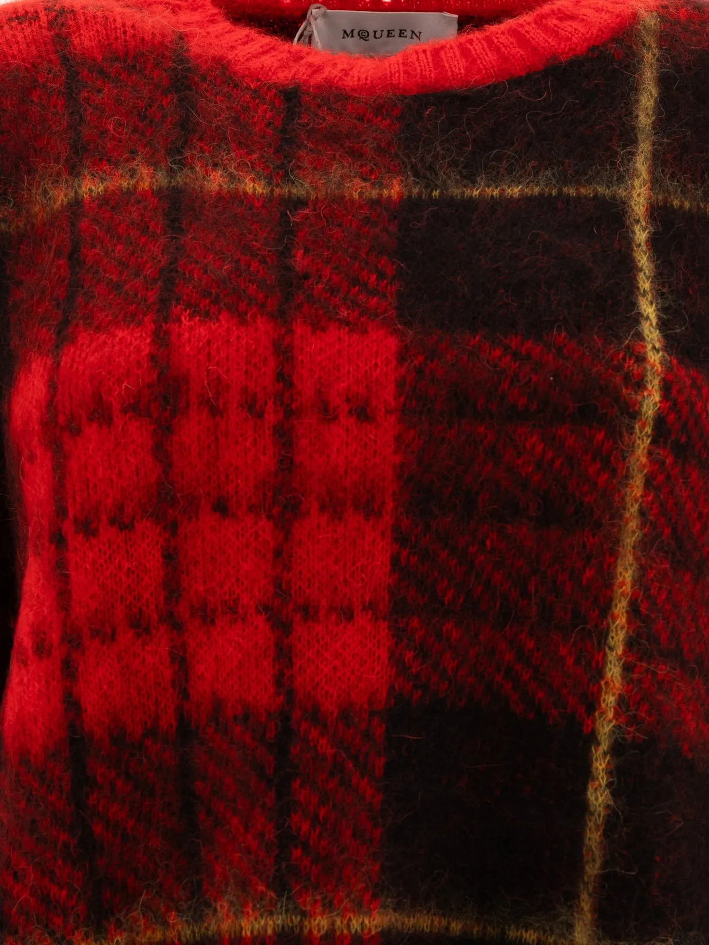 ALEXANDER MCQUEEN Oversized Tartan Distressed Sweater - Fall/Winter 2024