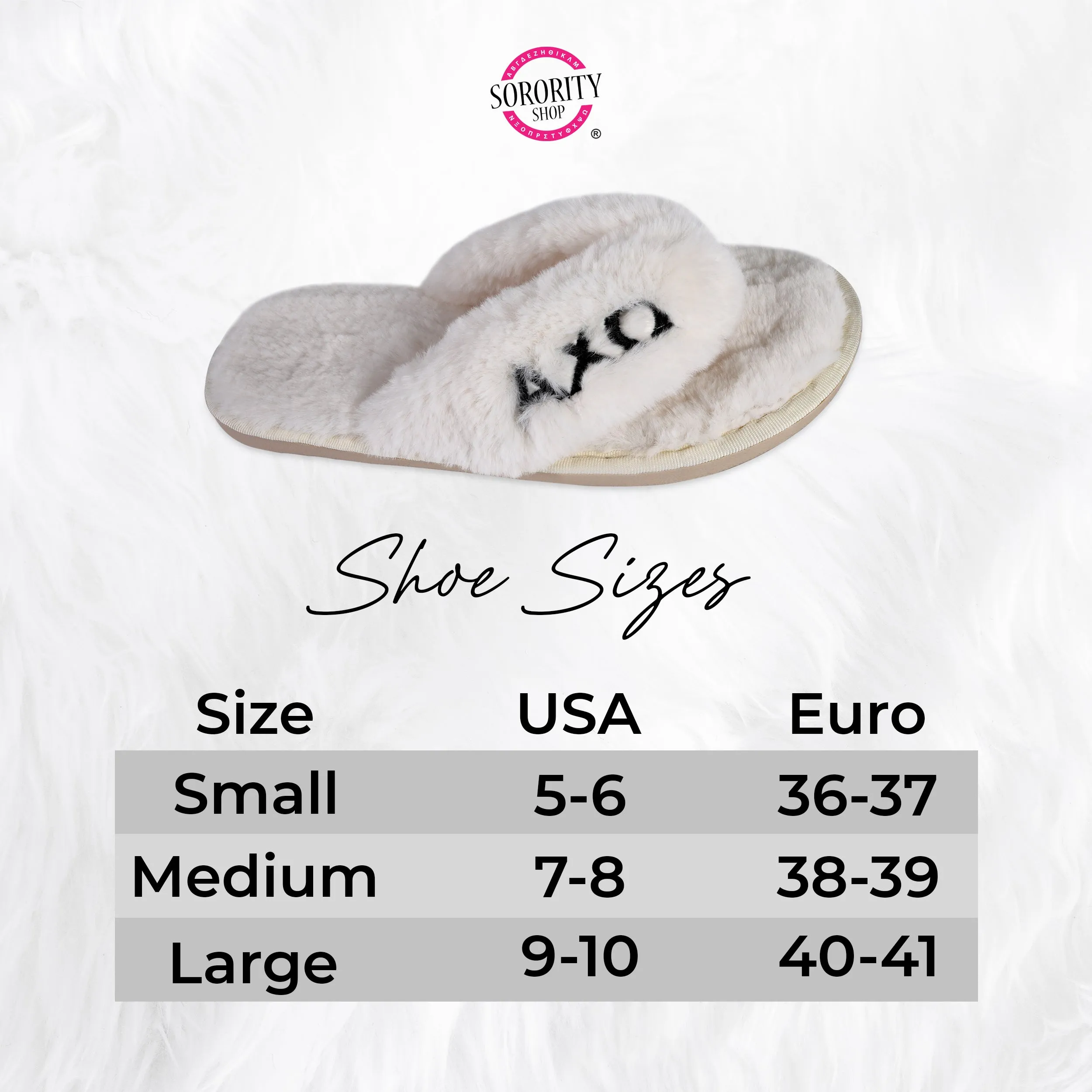 Alpha Xi Delta - Furry Slippers Women - With AXD Embroidery Logo