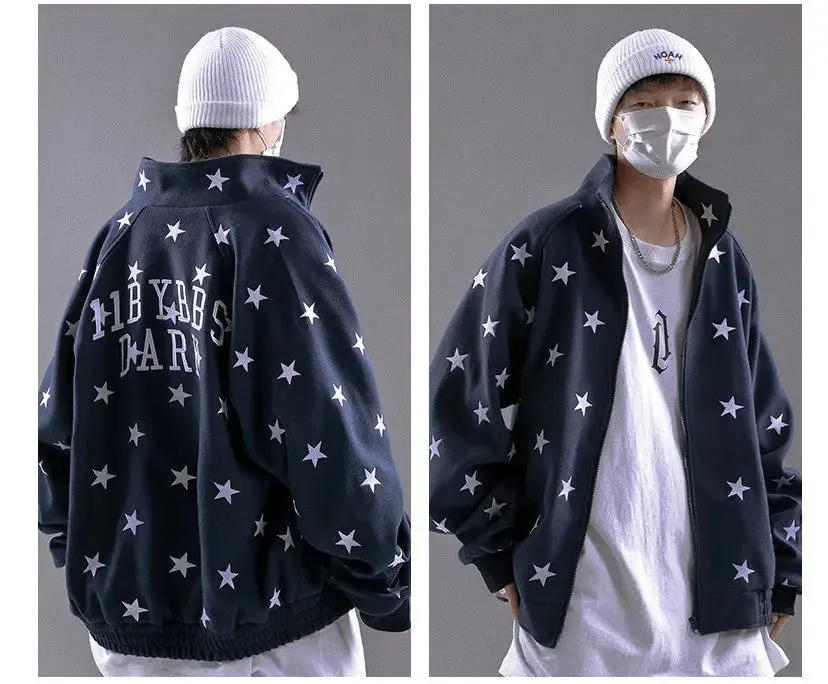 Autumn New Cardigans Star Hoodie Men Loose