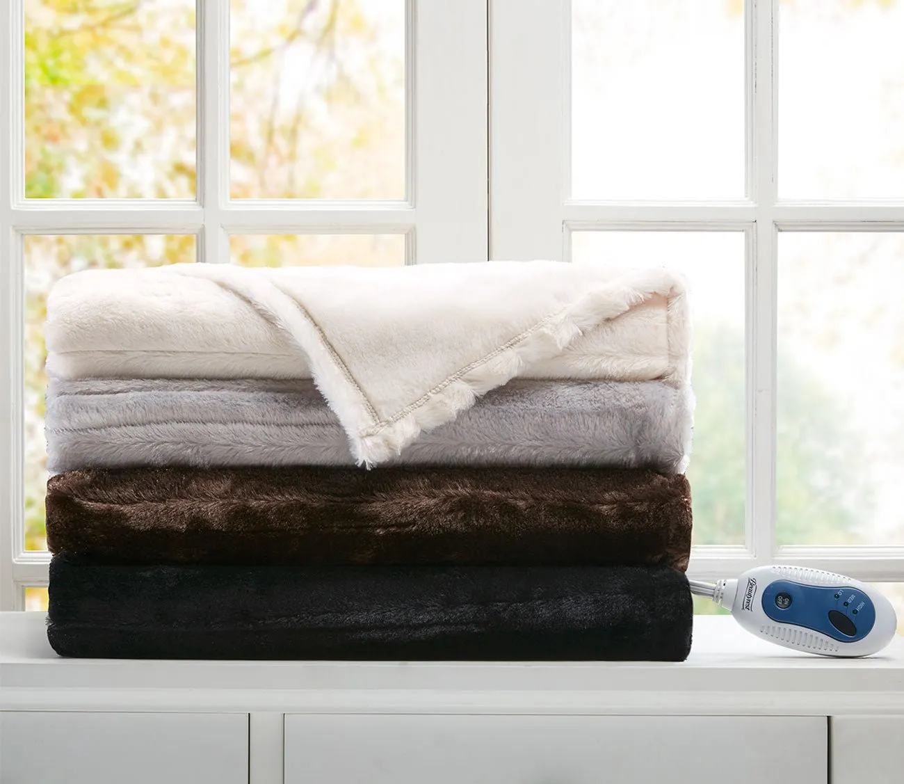 Beautyrest Duke Faux Fur Heated Throw Blanket