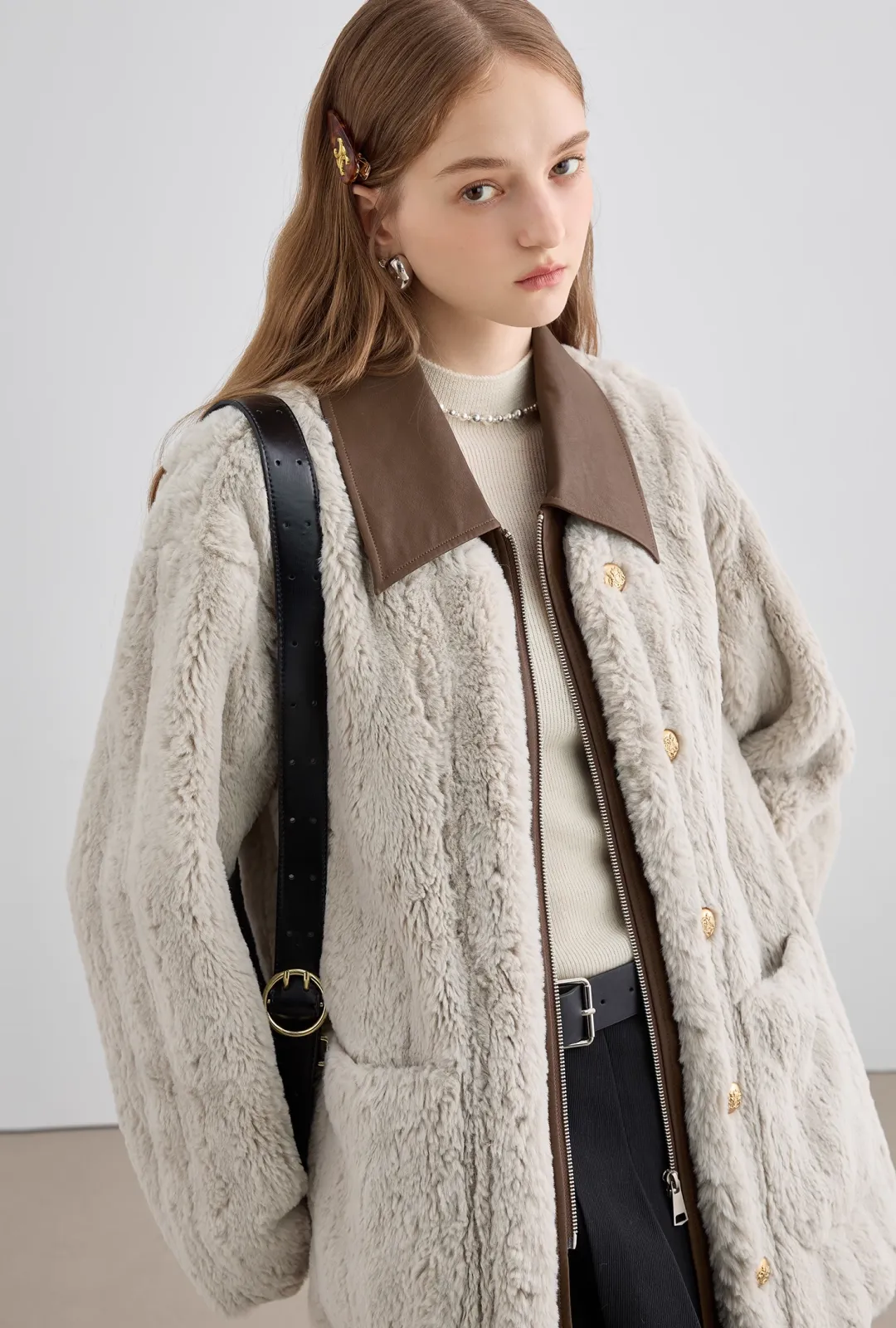 Bicolor Fur Coat