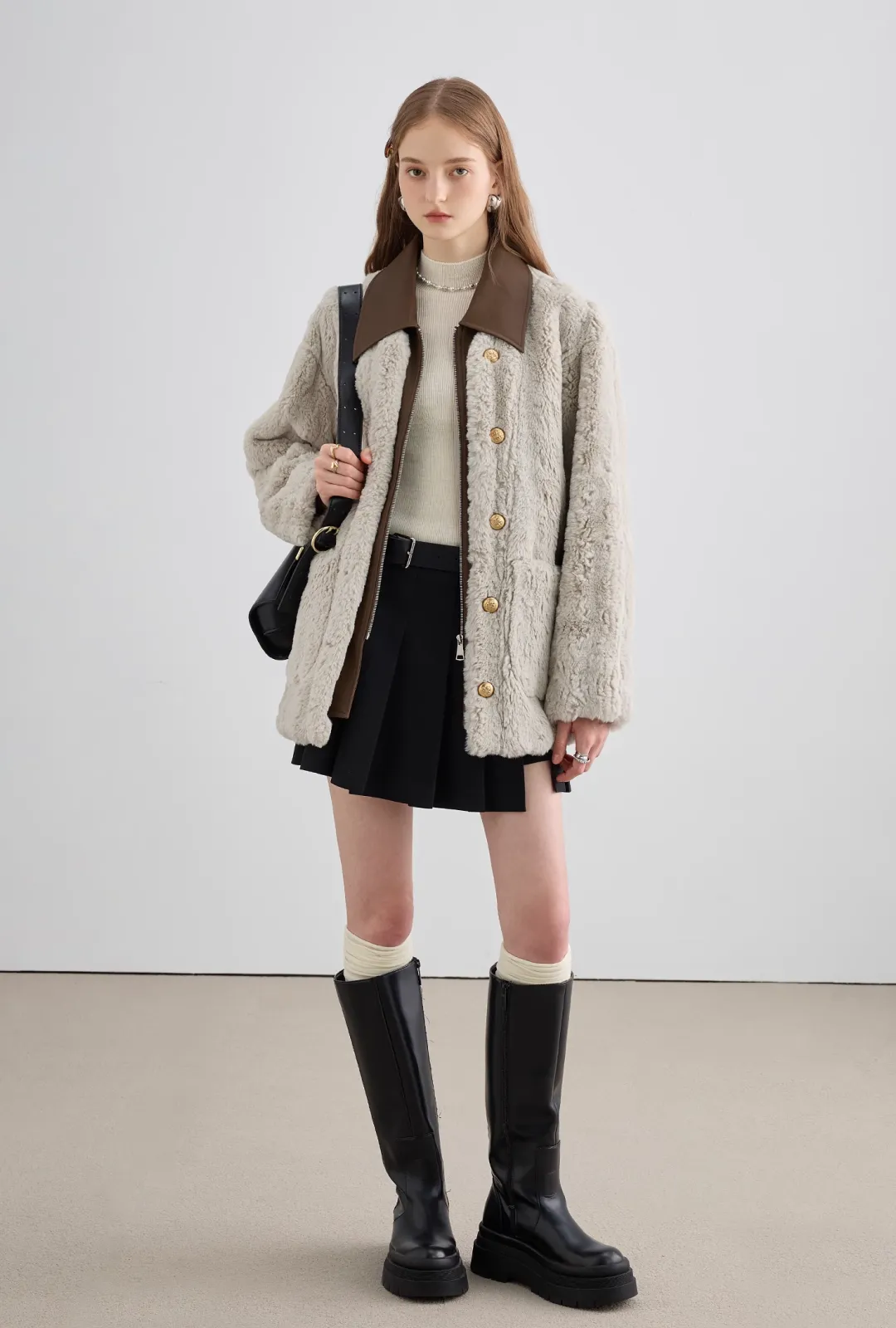 Bicolor Fur Coat