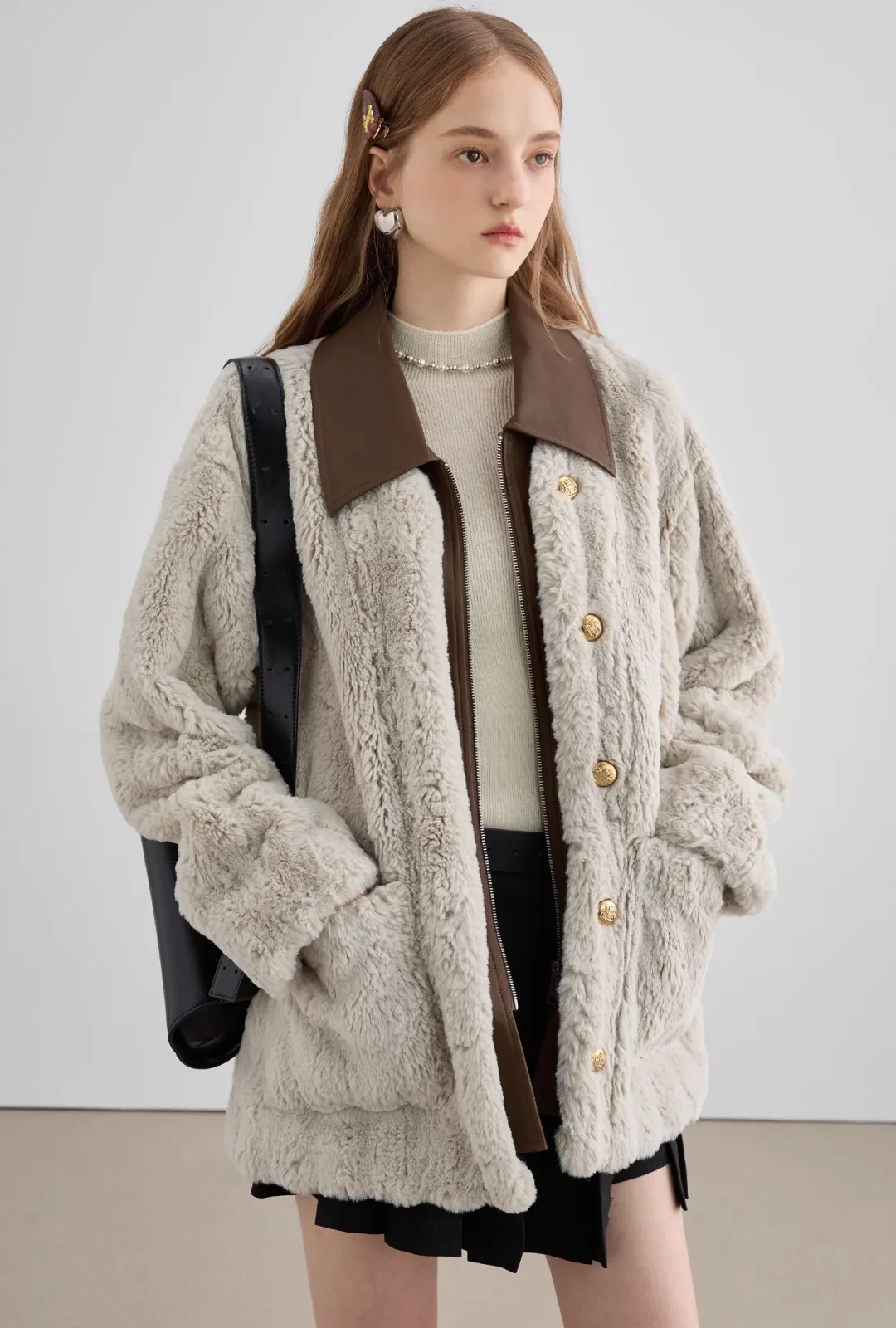 Bicolor Fur Coat