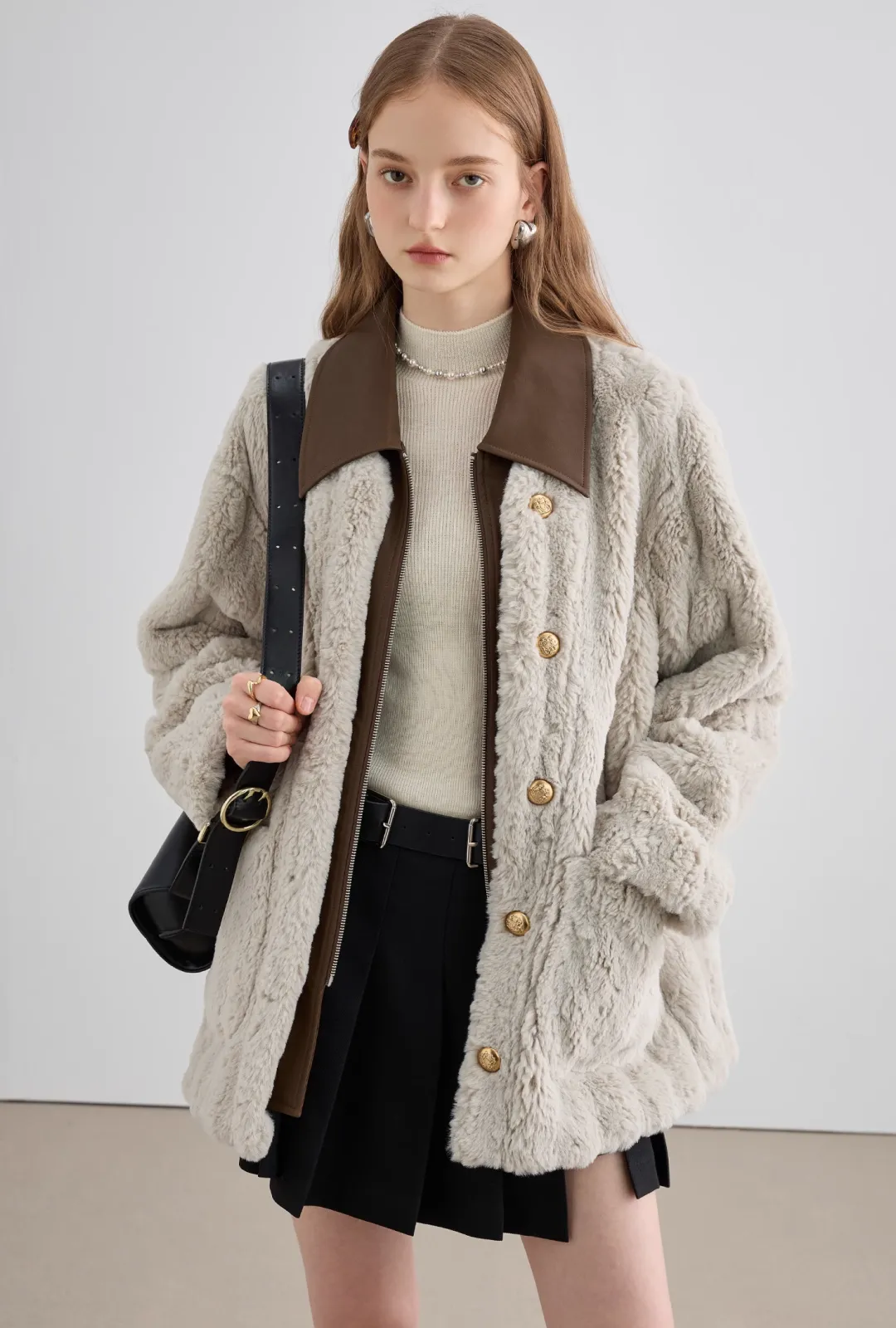 Bicolor Fur Coat