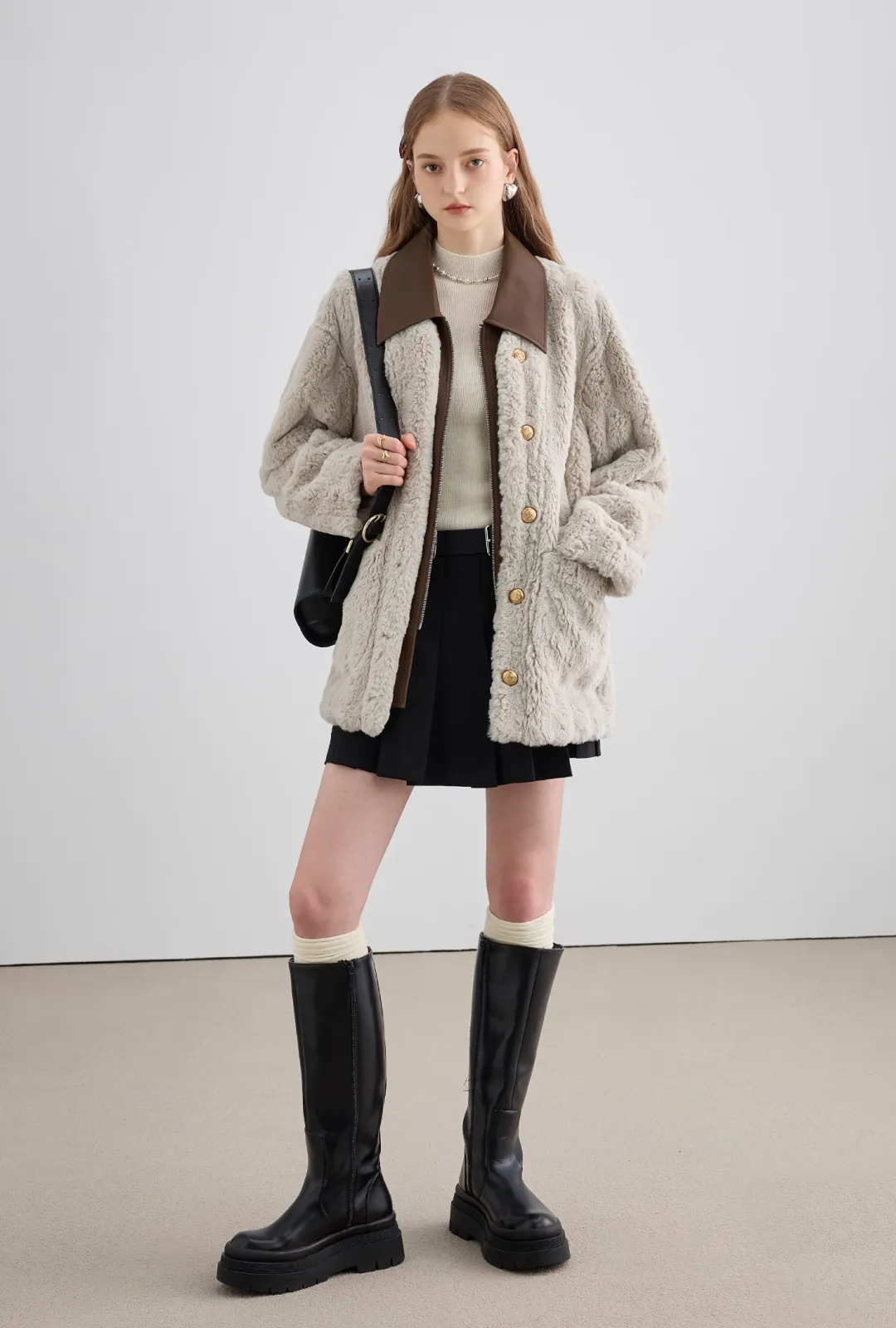 Bicolor Fur Coat