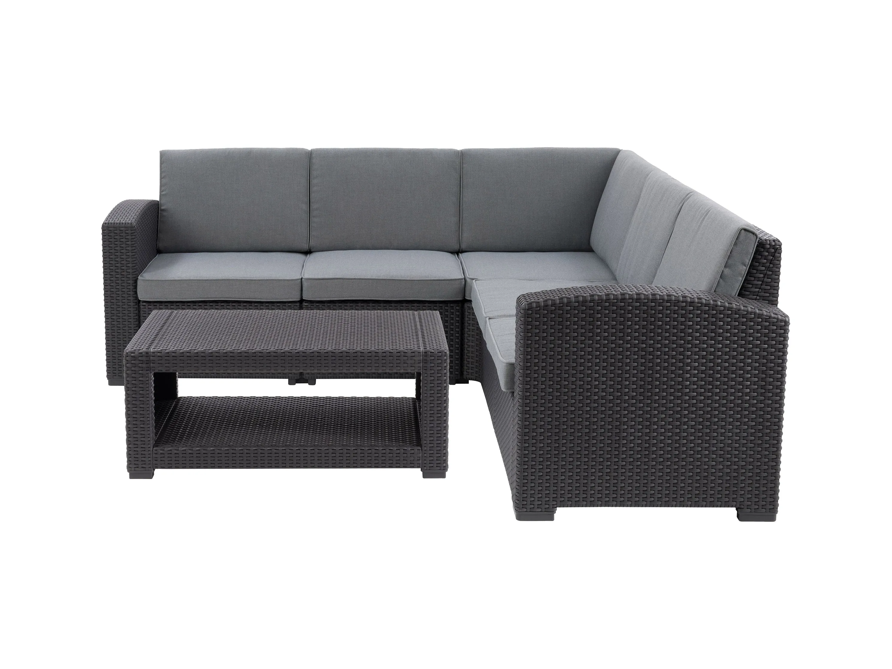 Black and Grey Outdoor Wicker Sectional Set, 6pc