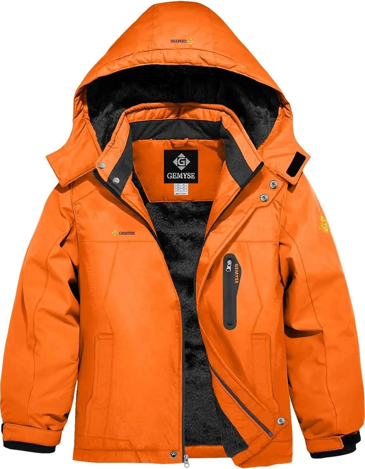 Boy's Winter Jacket, Waterproof Windproof Ski Snow Hooded Fleece Lined Jackets