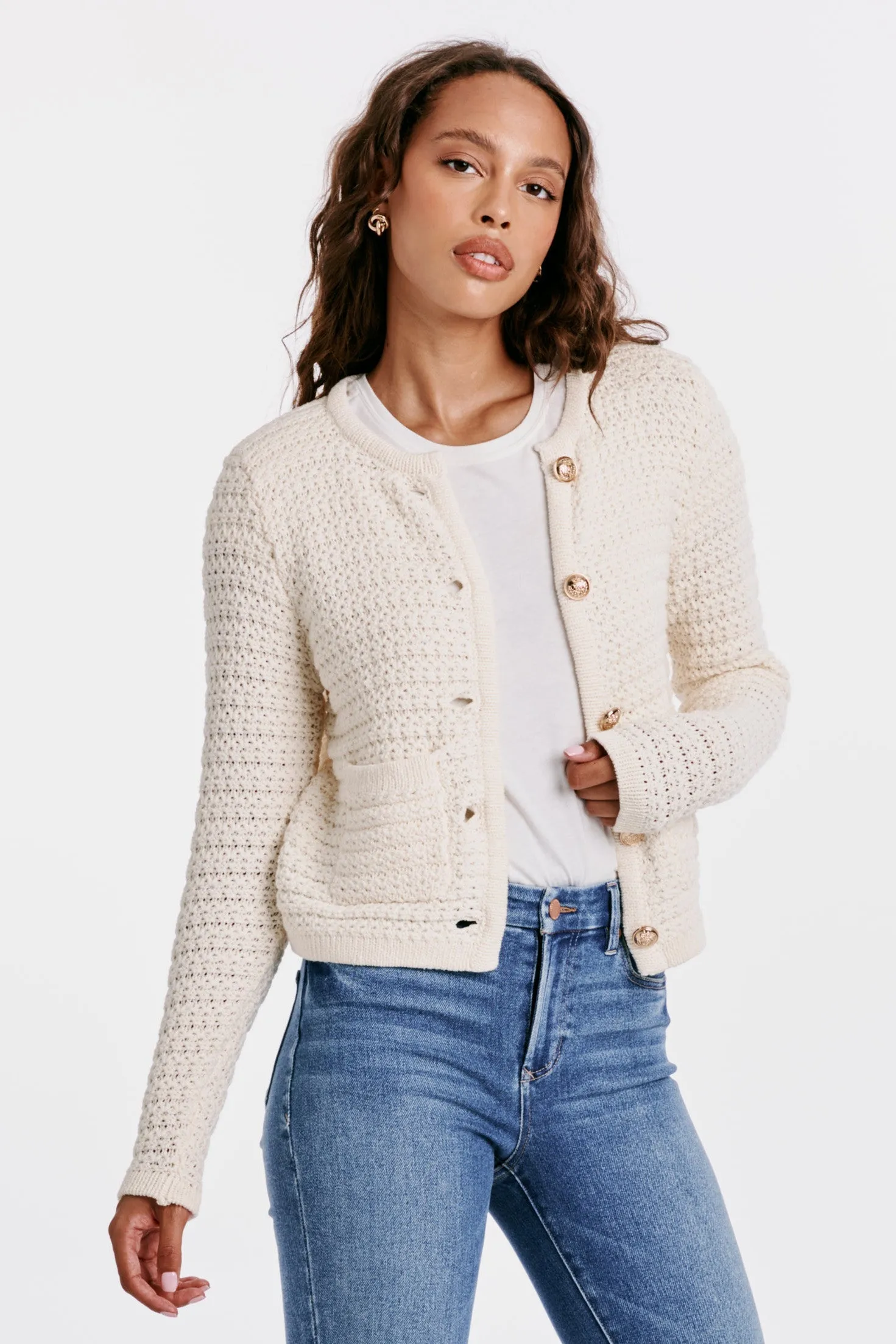 CAMBRIA LONG SLEEVE BUTTON DOWN CARDIGAN CREAM