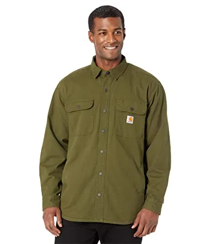 Carhartt 105419 Men's Rugged Flex Relaxed Fit Canvas Fleece Lined Shirt Jac