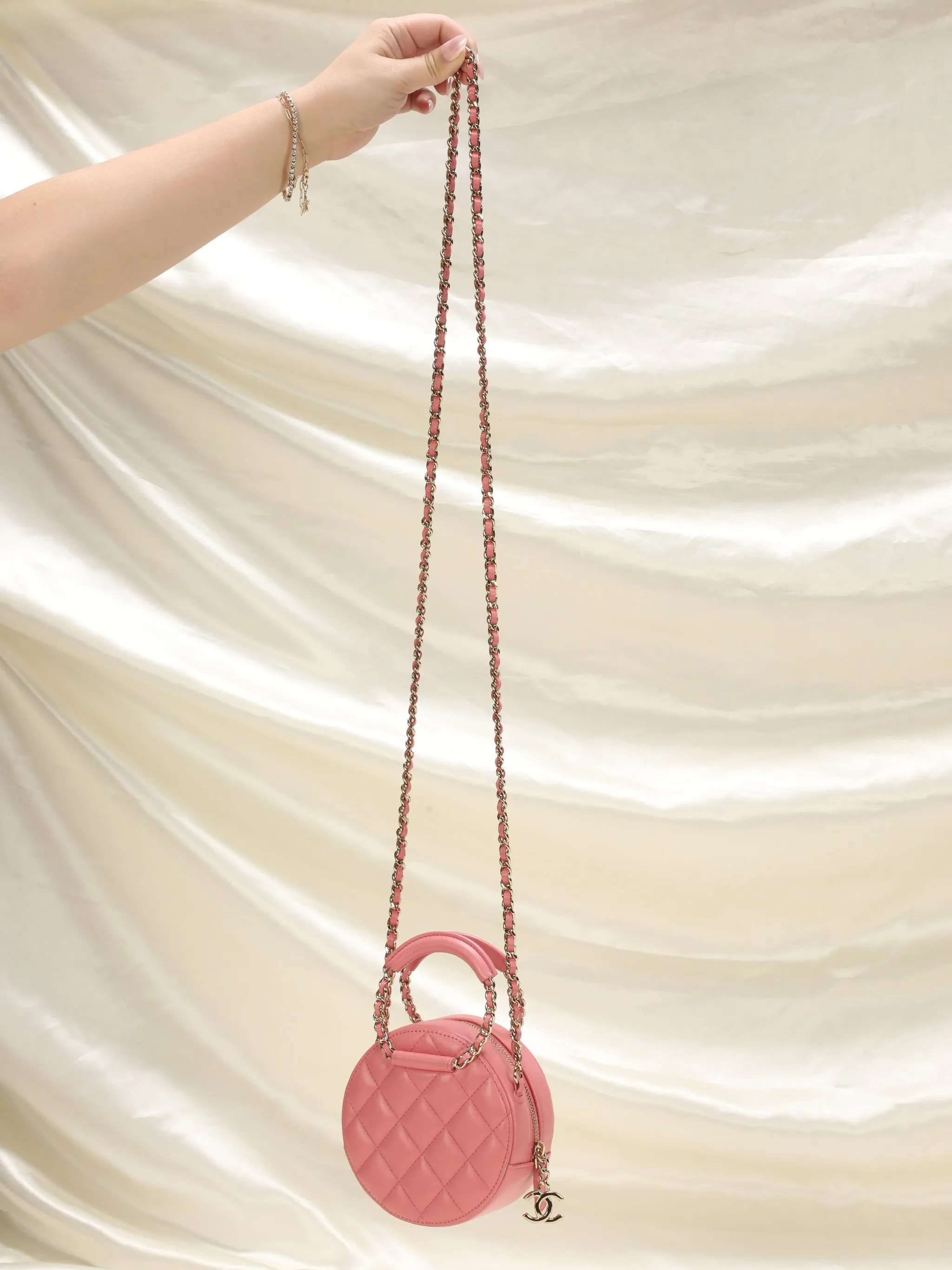 CL Lambskin Pink Chain Circle Top Handle Mini Bag