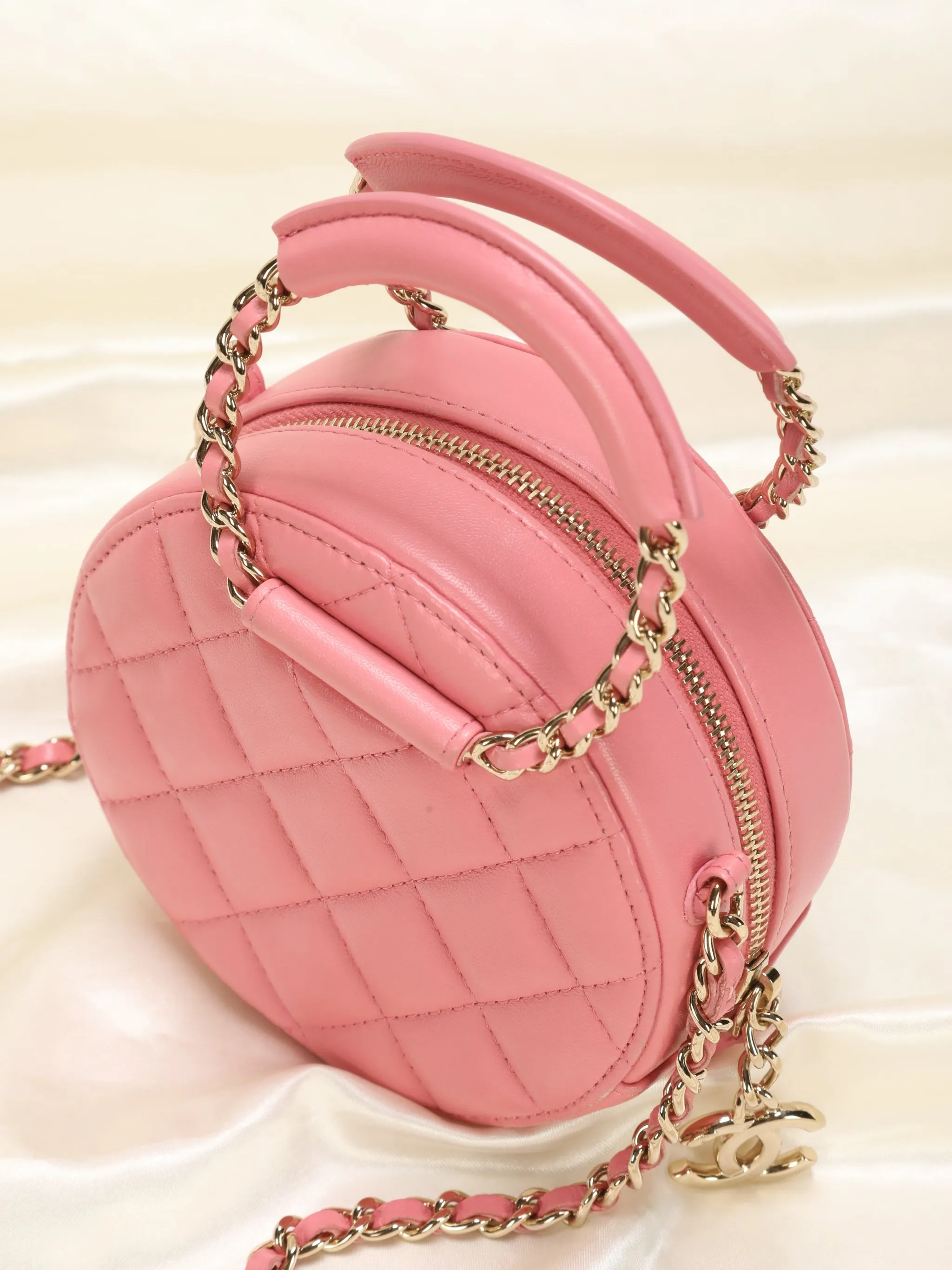 CL Lambskin Pink Chain Circle Top Handle Mini Bag