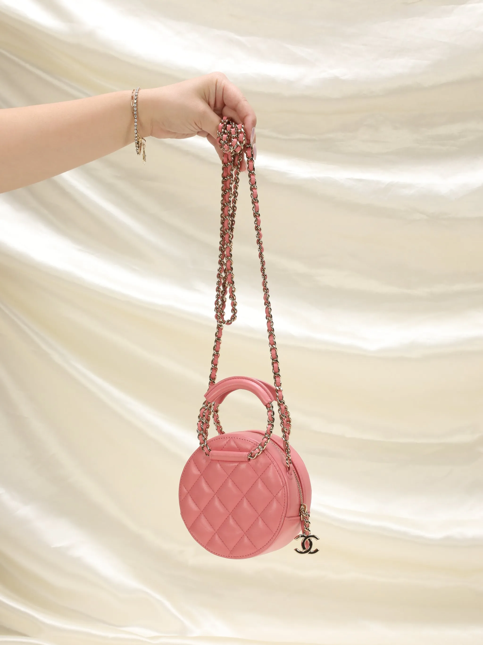 CL Lambskin Pink Chain Circle Top Handle Mini Bag