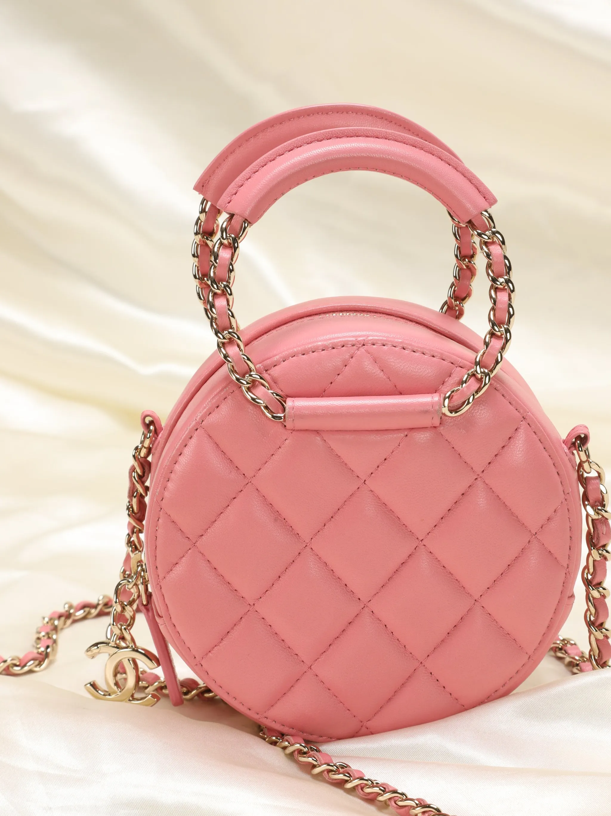 CL Lambskin Pink Chain Circle Top Handle Mini Bag