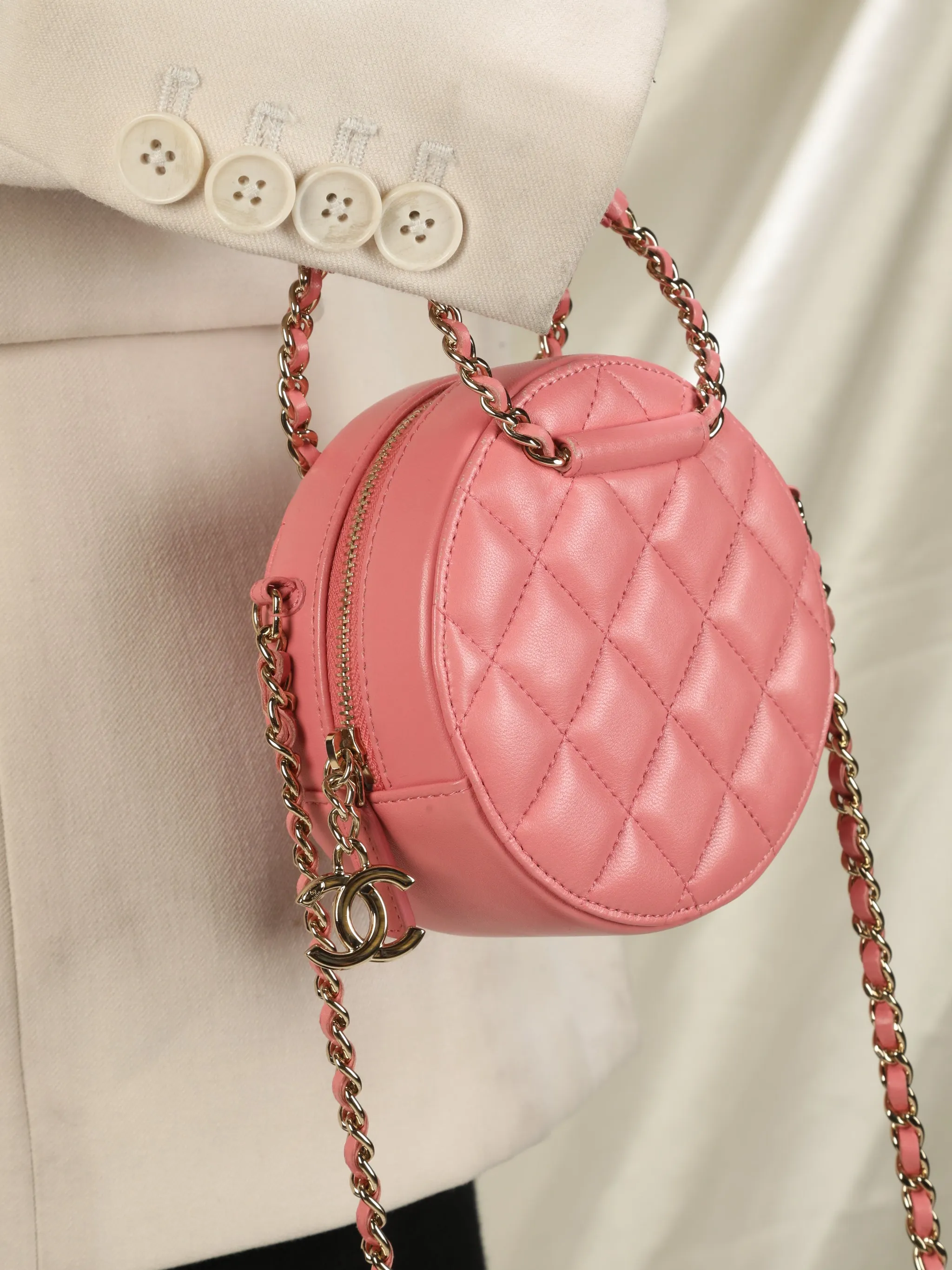 CL Lambskin Pink Chain Circle Top Handle Mini Bag