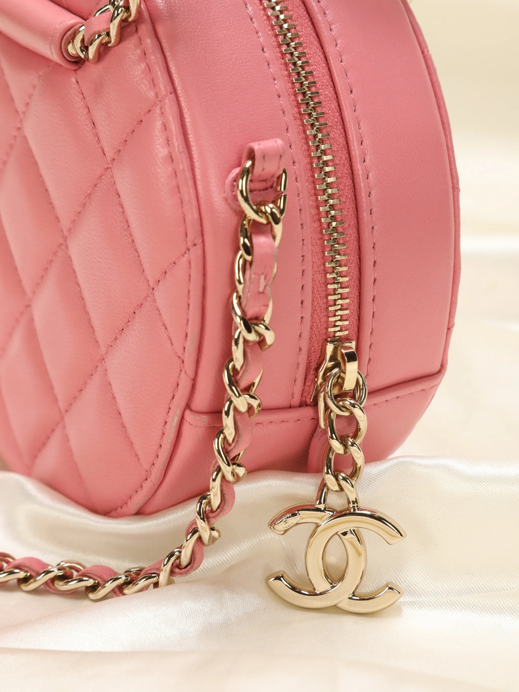 CL Lambskin Pink Chain Circle Top Handle Mini Bag