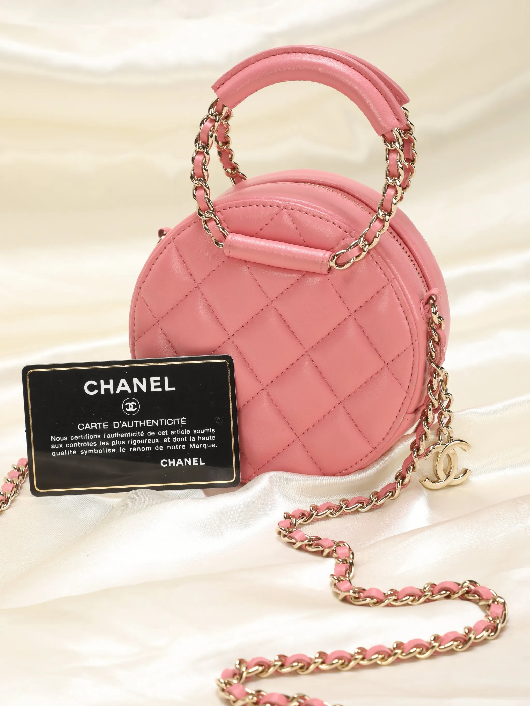 CL Lambskin Pink Chain Circle Top Handle Mini Bag