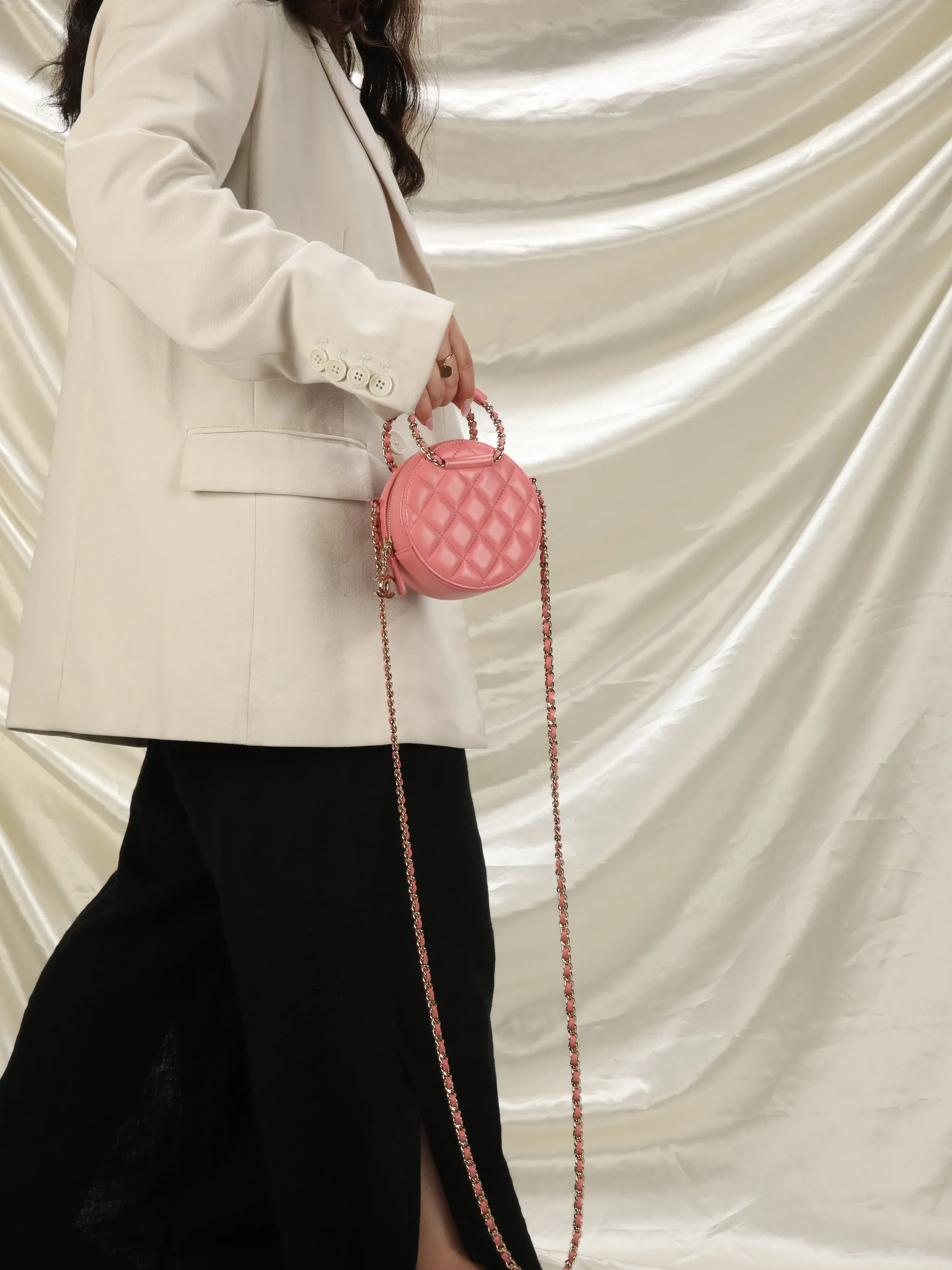 CL Lambskin Pink Chain Circle Top Handle Mini Bag