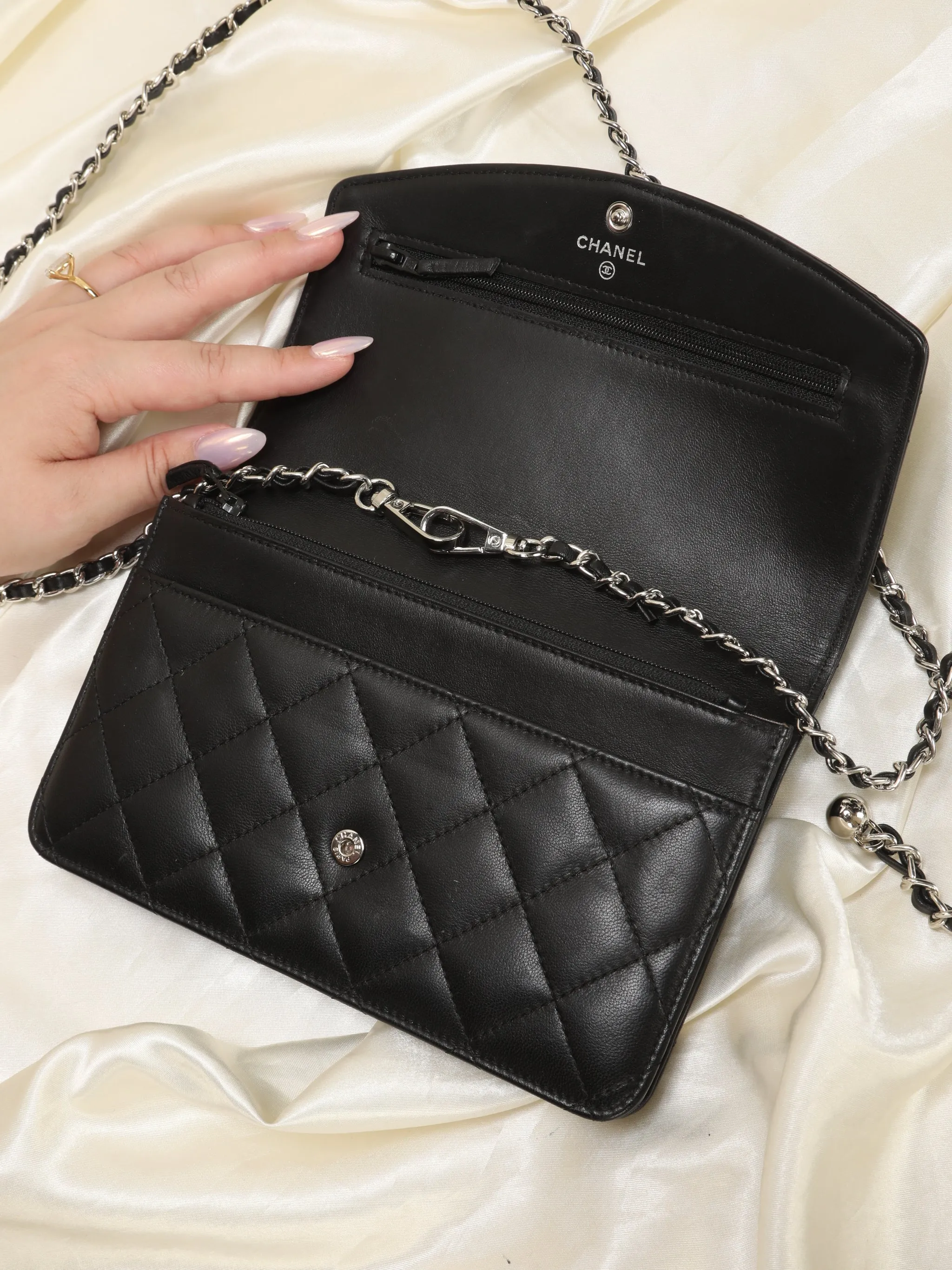 CL Lambskin Quilted Clutch on Chain