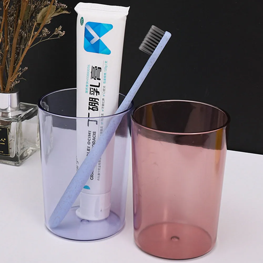 Clear Round Thickened Plastic Toothbrush Cup, HG0088